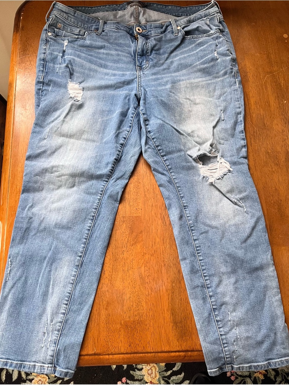 Women’s Light Blue Distressed Boyfriend Jeans